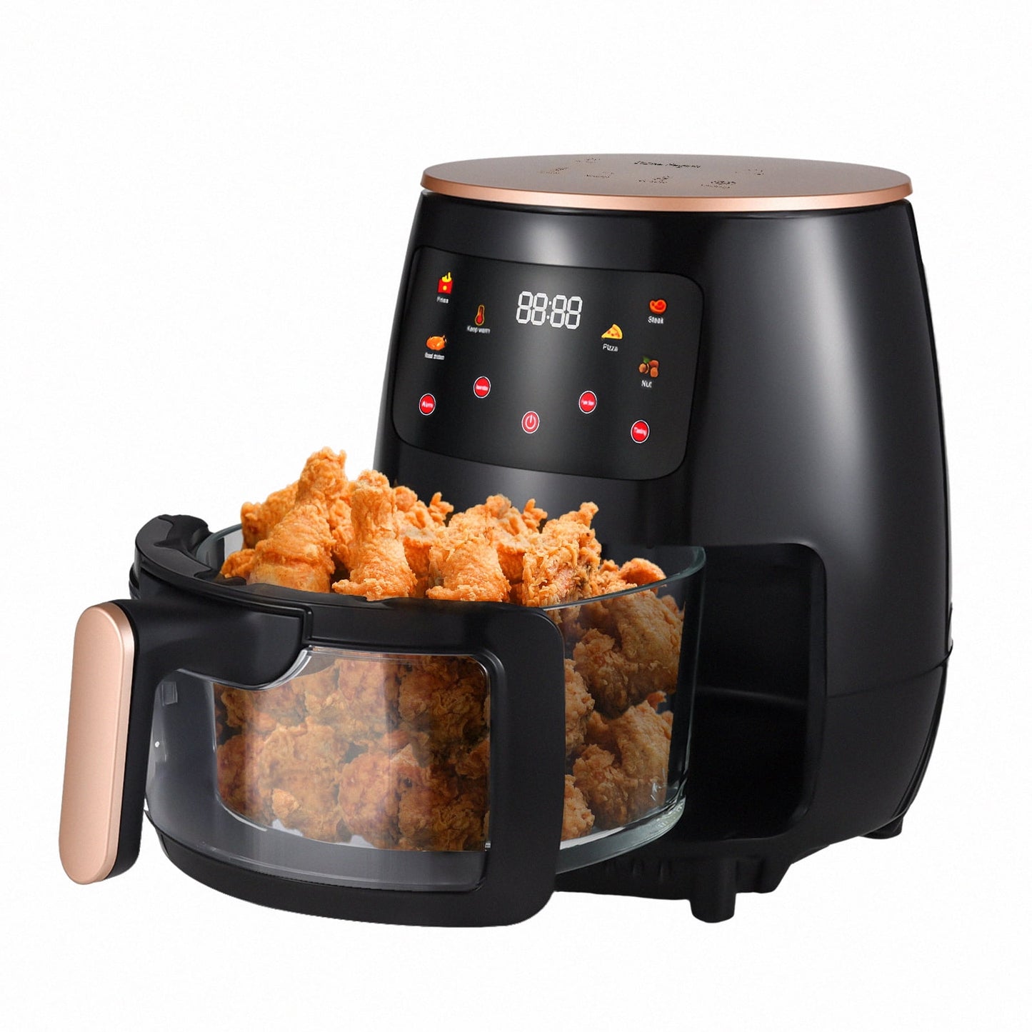 6QT Air Fryer with Visible Cooking Window, Electric Hot Oven with Digital LED Touchscreen, Glass Basket,2400W