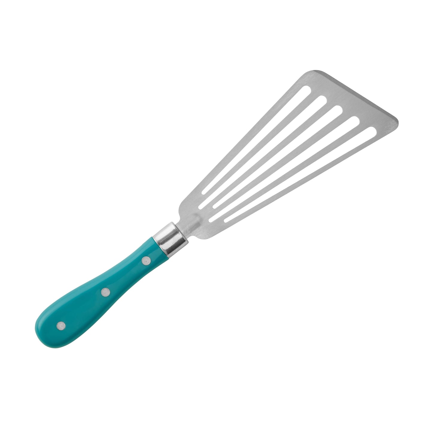 The Pioneer Woman Frontier Collection Stainless Steel Slotted Turner Spatula, Silver/Teal